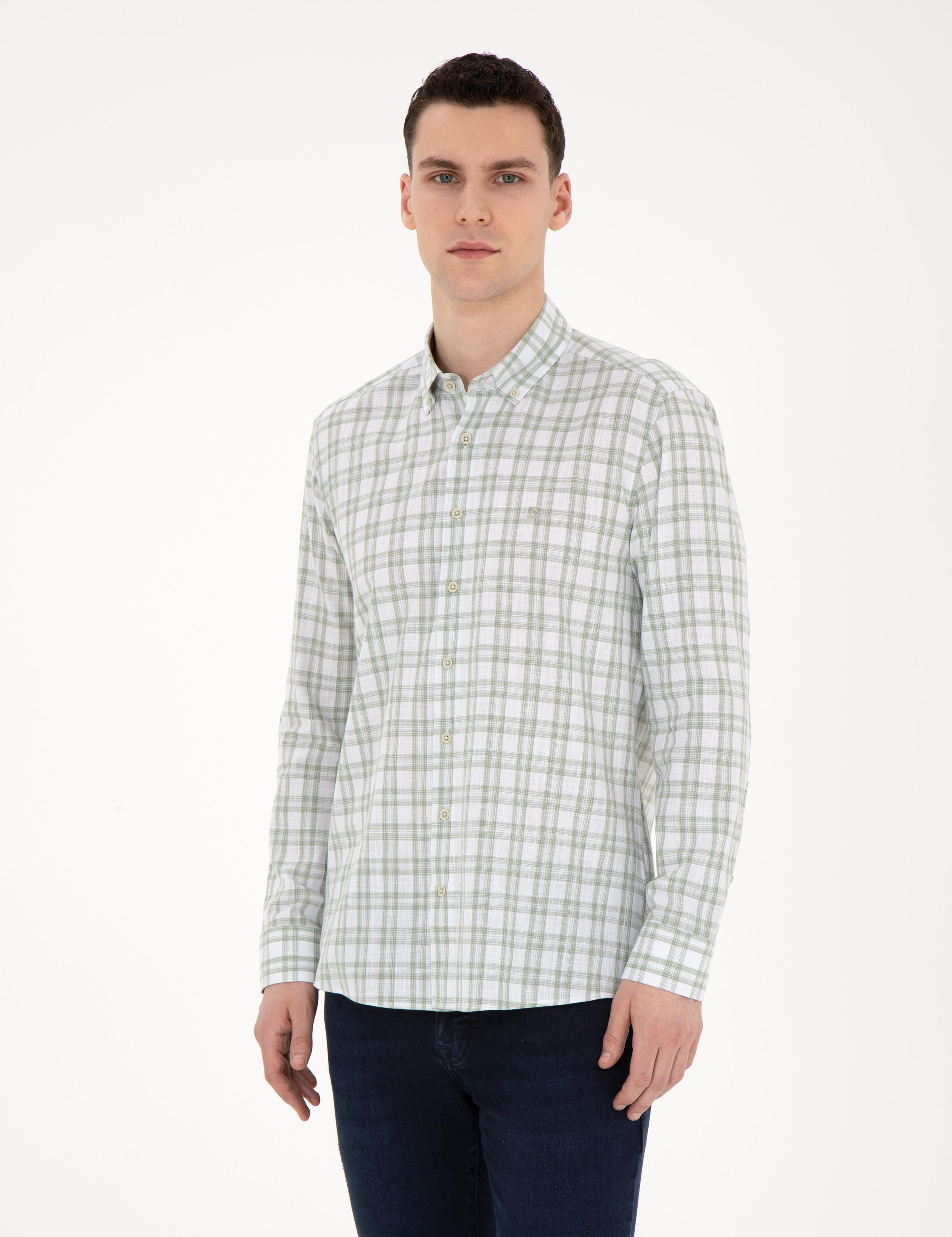 Yeşil Regular Fit Uzun Kollu Gömlek