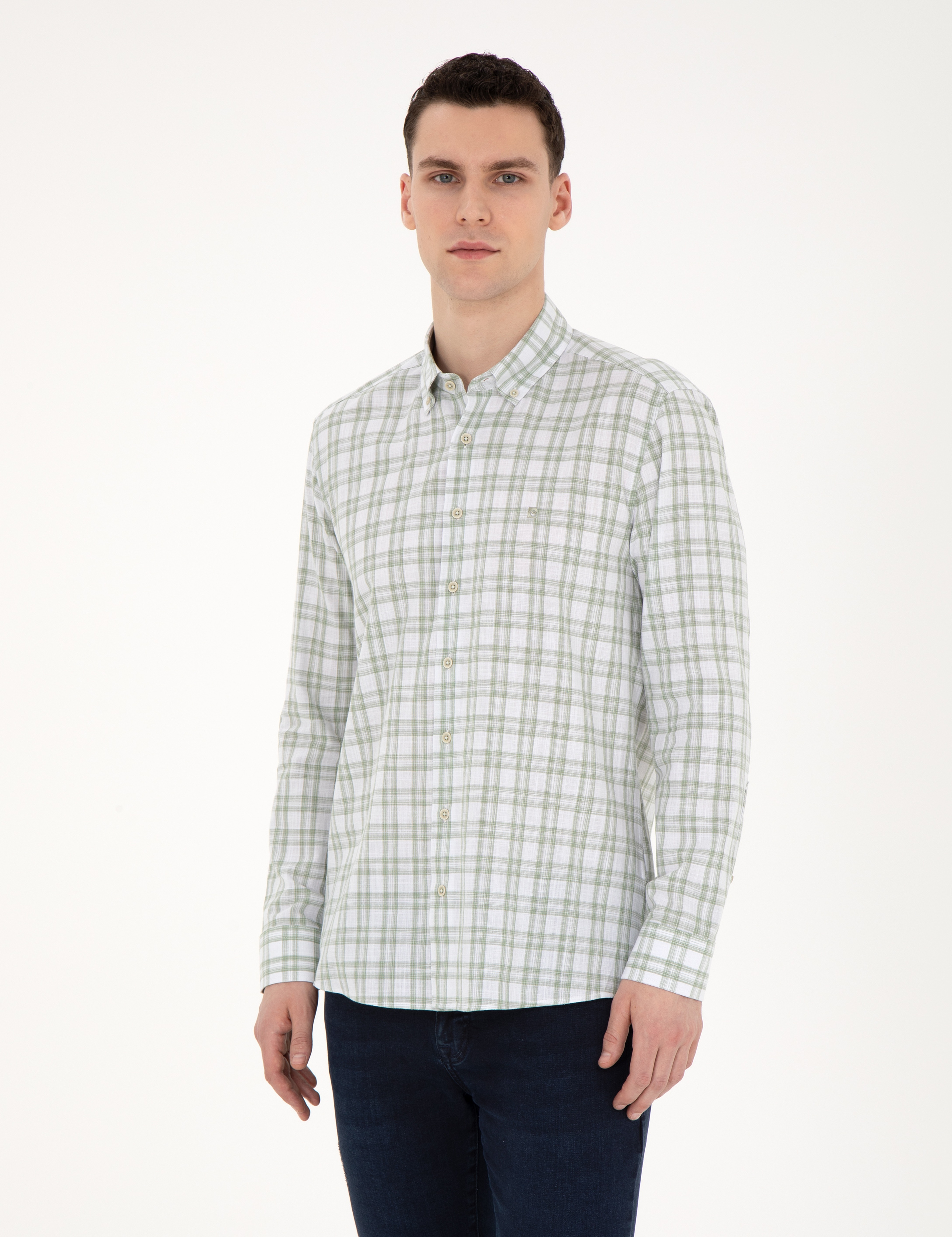 Yeşil Regular Fit Uzun Kollu Gömlek - Image 3