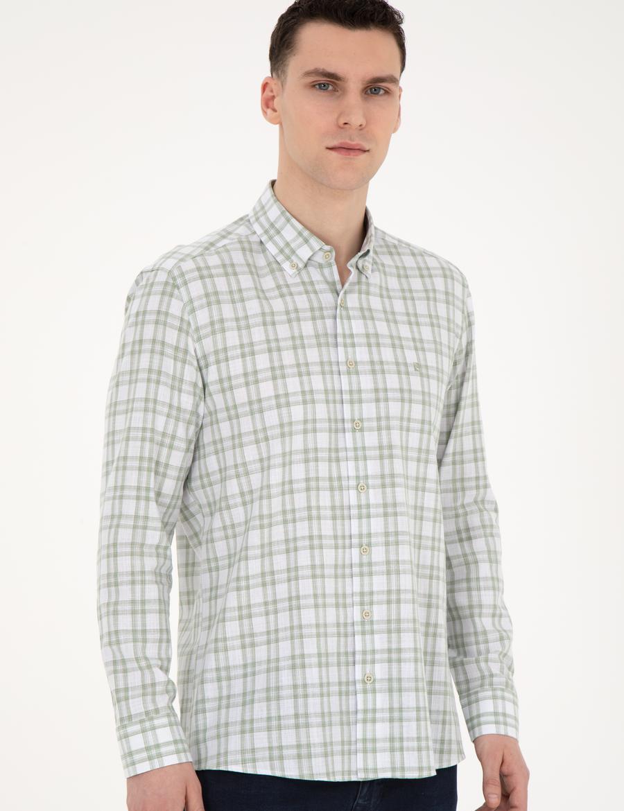Yeşil Regular Fit Uzun Kollu Gömlek