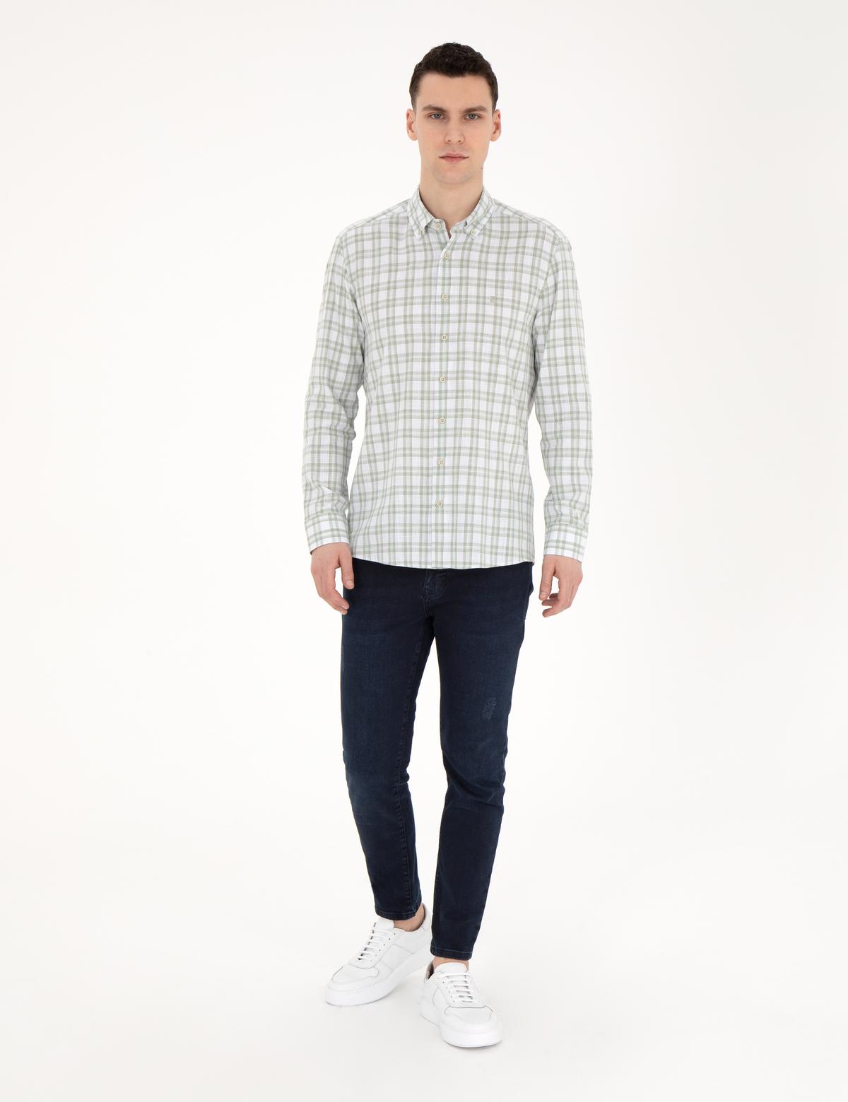 Yeşil Regular Fit Uzun Kollu Gömlek - 50284266007