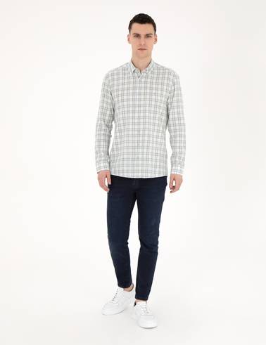 Yeşil Regular Fit Uzun Kollu Gömlek