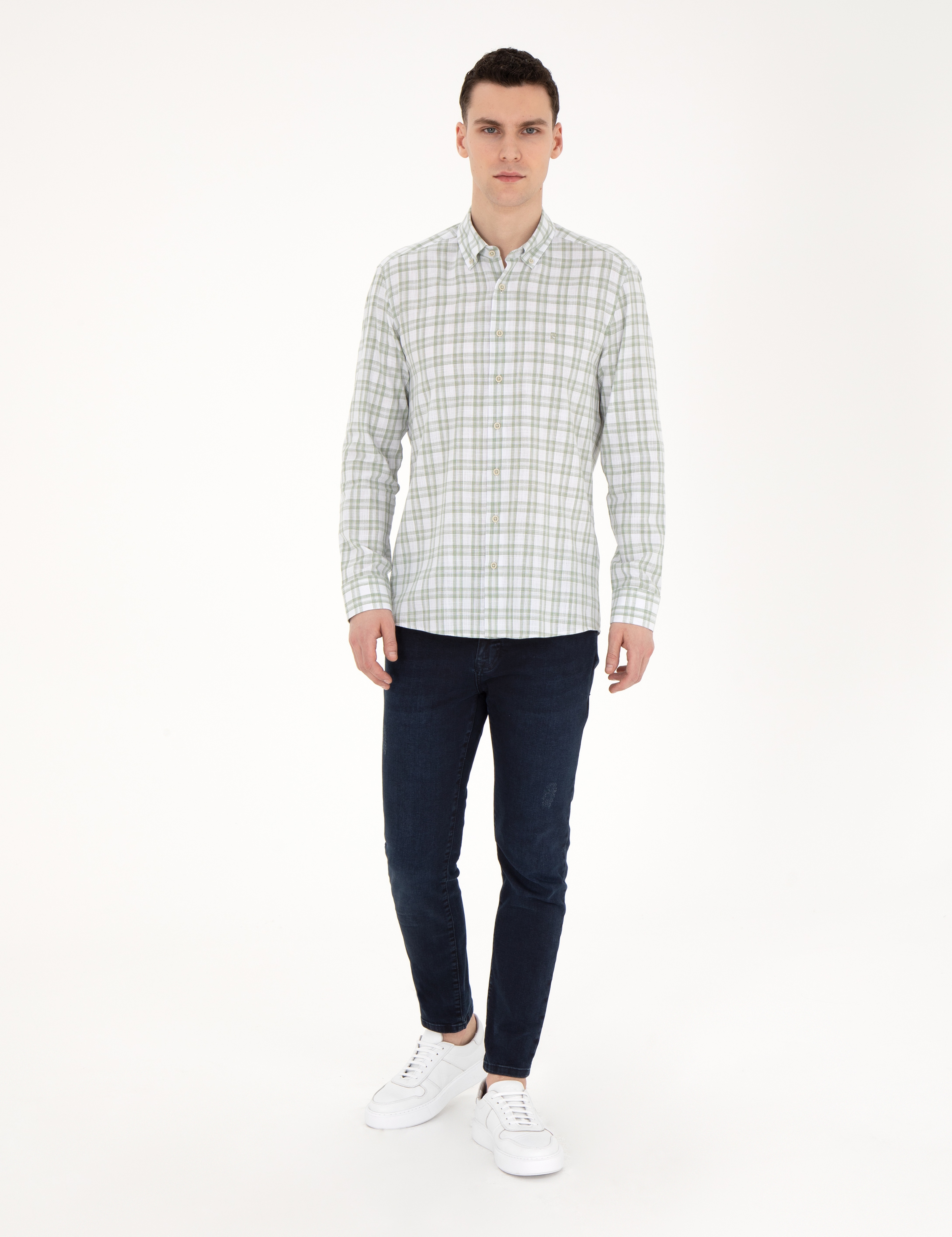 Yeşil Regular Fit Uzun Kollu Gömlek - Image 4