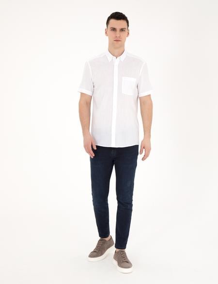Beyaz Regular Fit Kısa Kollu Gömlek - 50284267082