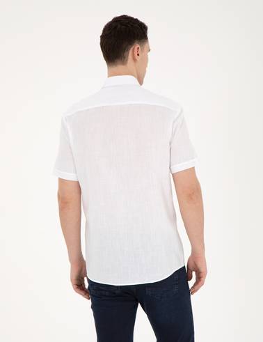 Beyaz Regular Fit Kısa Kollu Gömlek