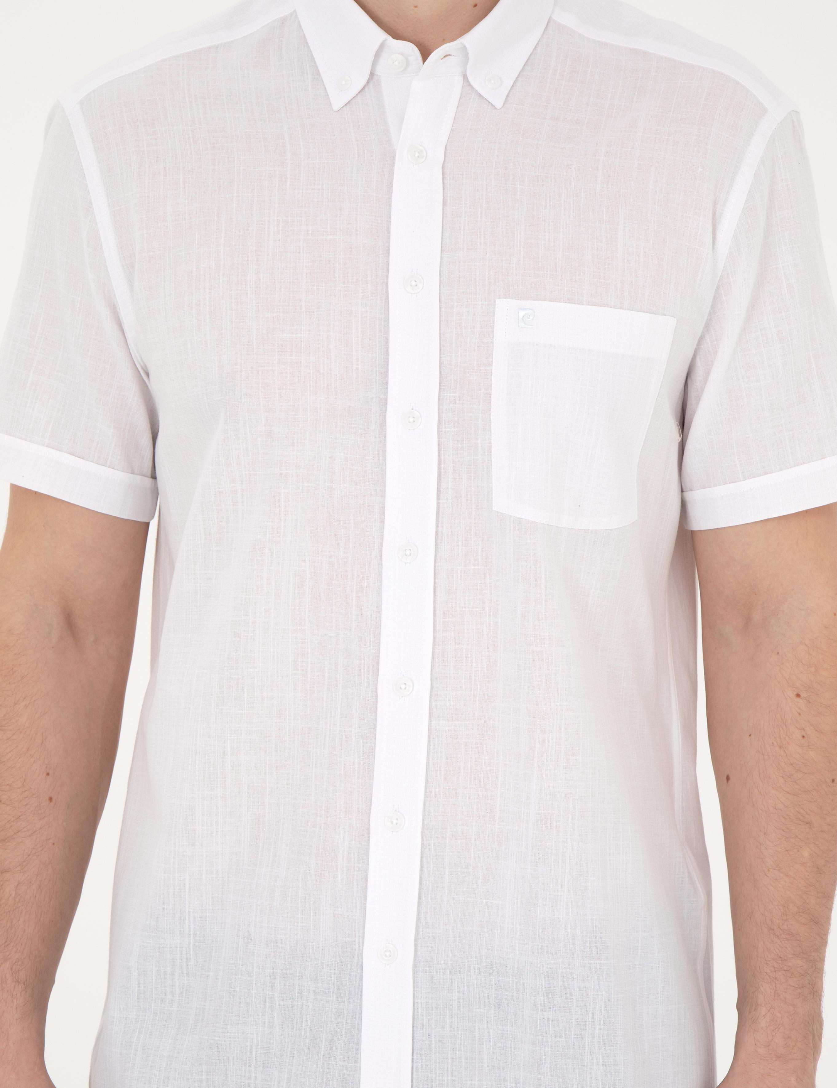 Beyaz Regular Fit Kısa Kollu Gömlek