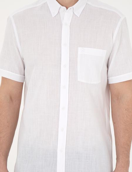 Beyaz Regular Fit Kısa Kollu Gömlek - 50284267082