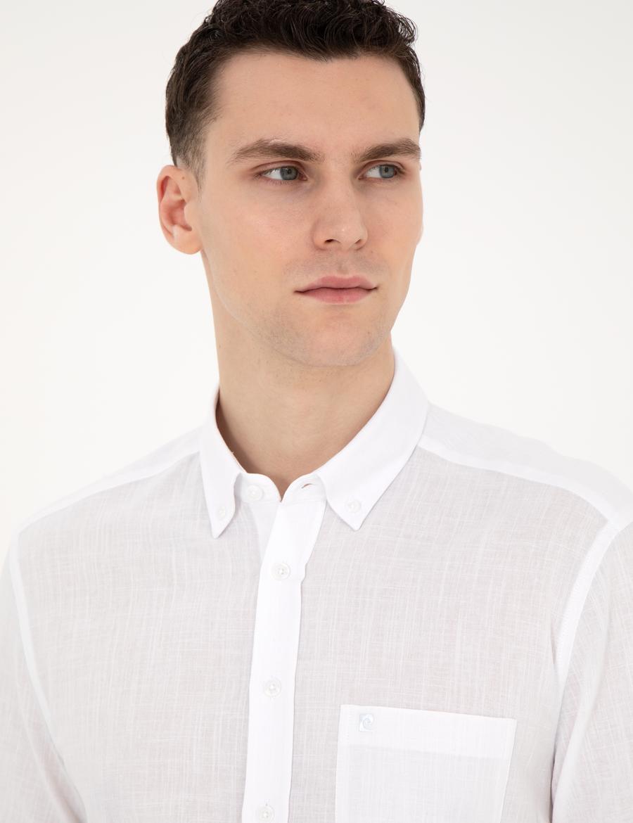 Beyaz Regular Fit Kısa Kollu Gömlek