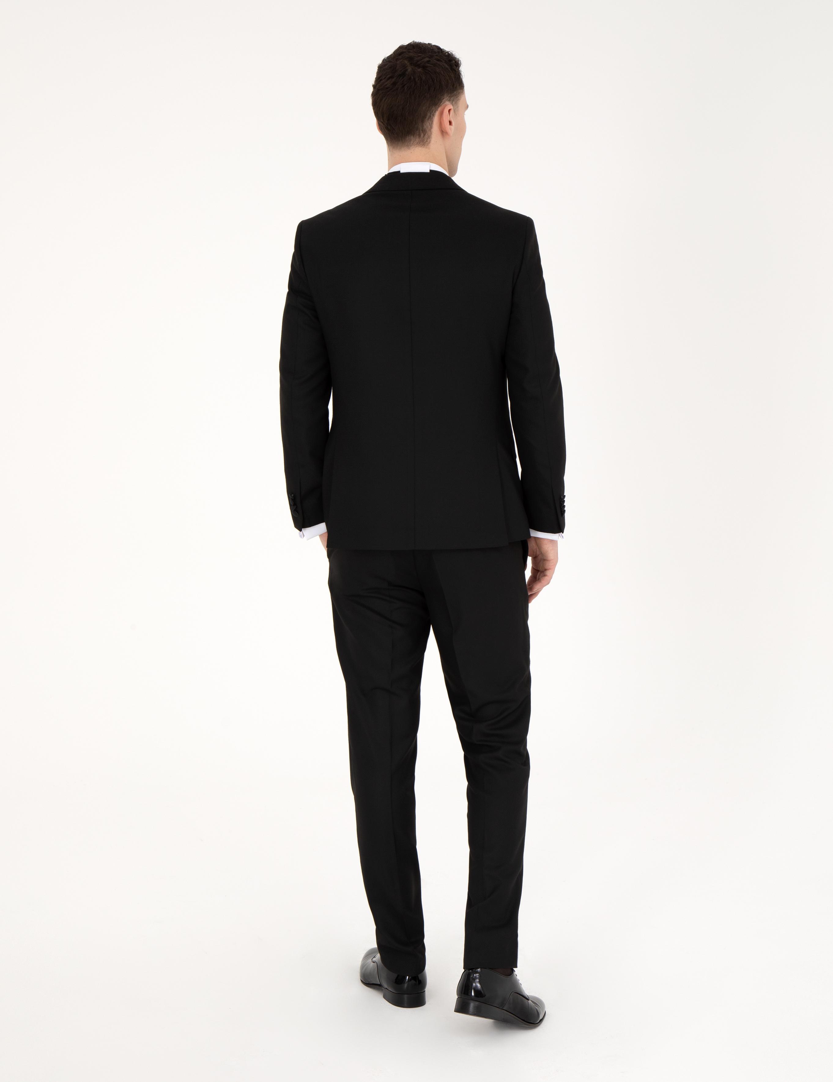 Siyah Ex. Slim Fit Yelekli Smokin