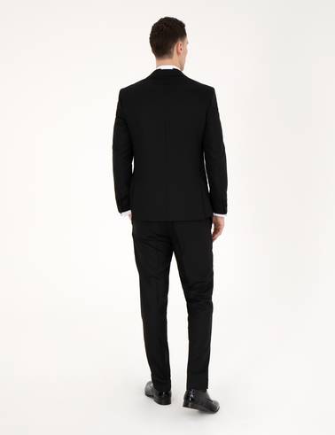 Siyah Ex. Slim Fit Yelekli Smokin