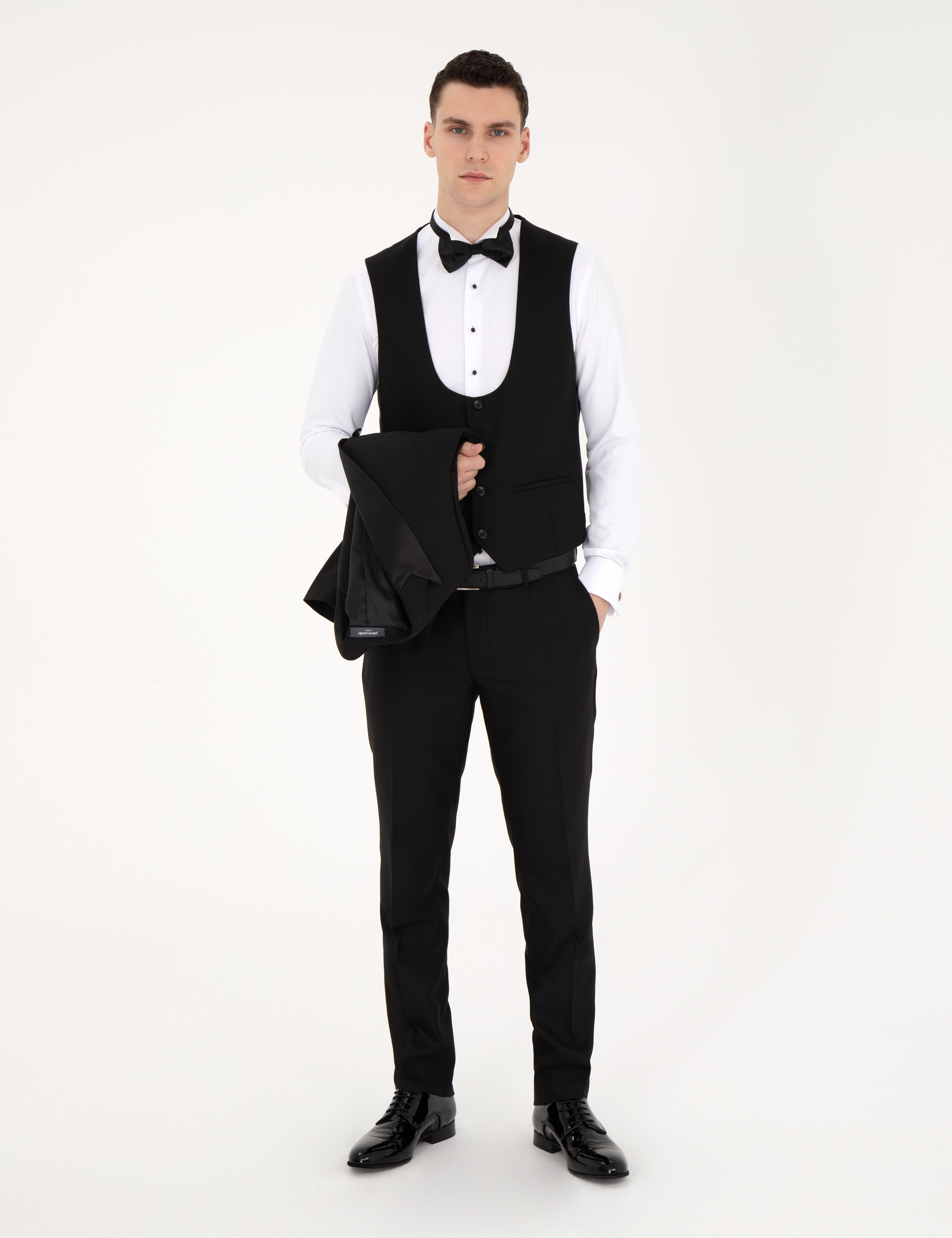 Siyah Ex. Slim Fit Yelekli Smokin - Image 2