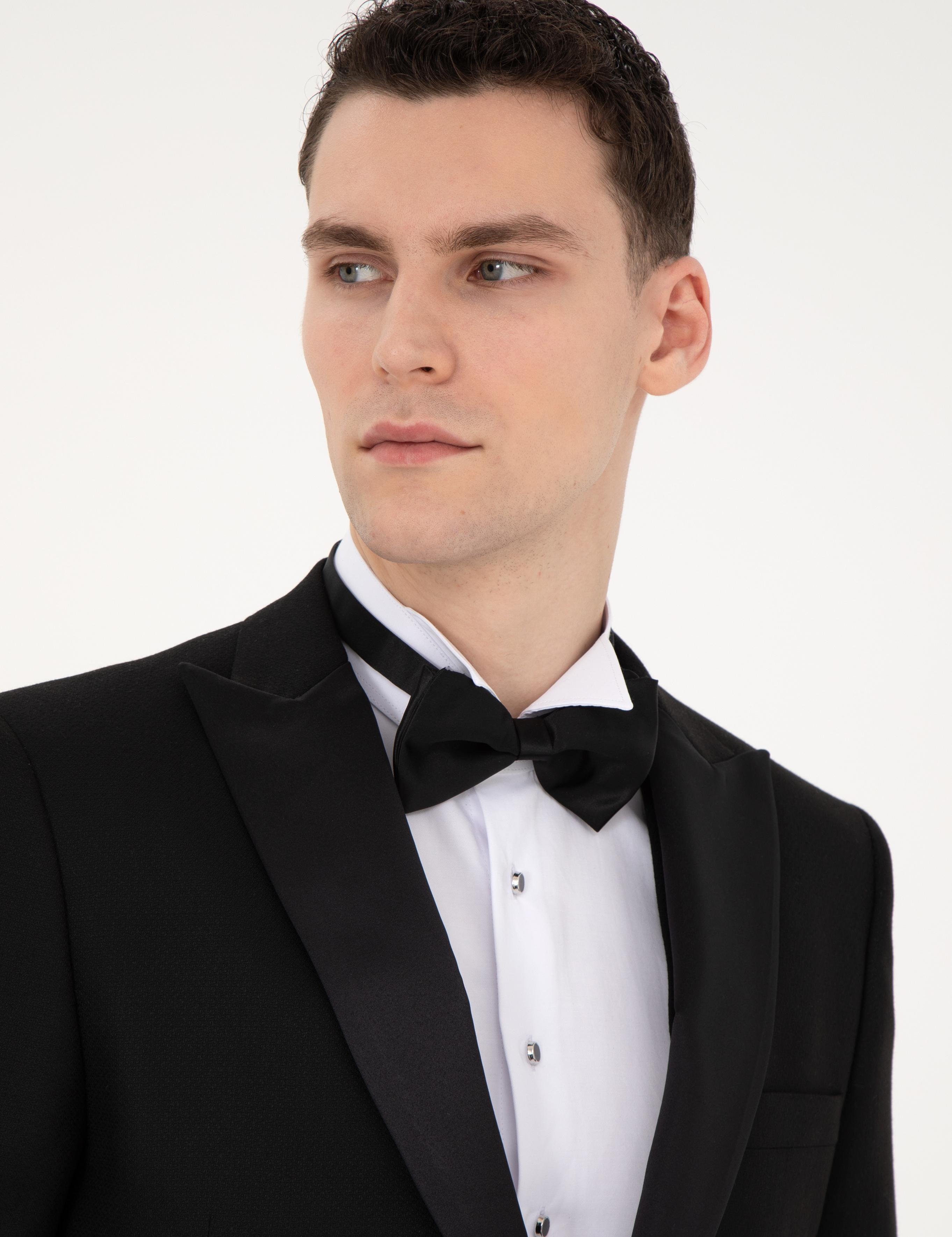 Siyah Ex. Slim Fit Yelekli Smokin