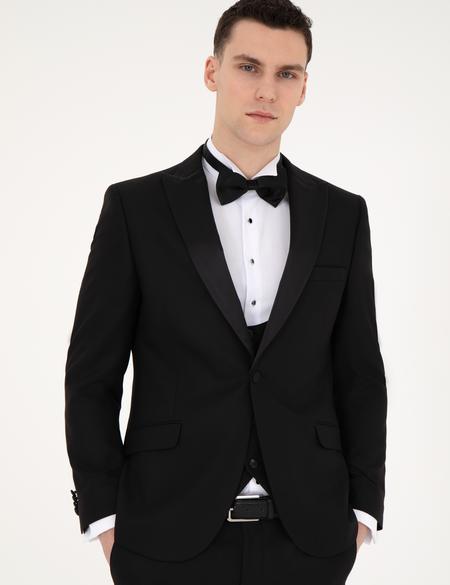 Siyah Ex. Slim Fit Yelekli Smokin - 50285478080