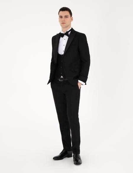 Siyah Ex. Slim Fit Yelekli Smokin - 50285478080