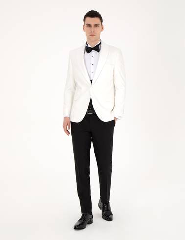 Beyaz Ex. Slim Fit Yelekli Smokin