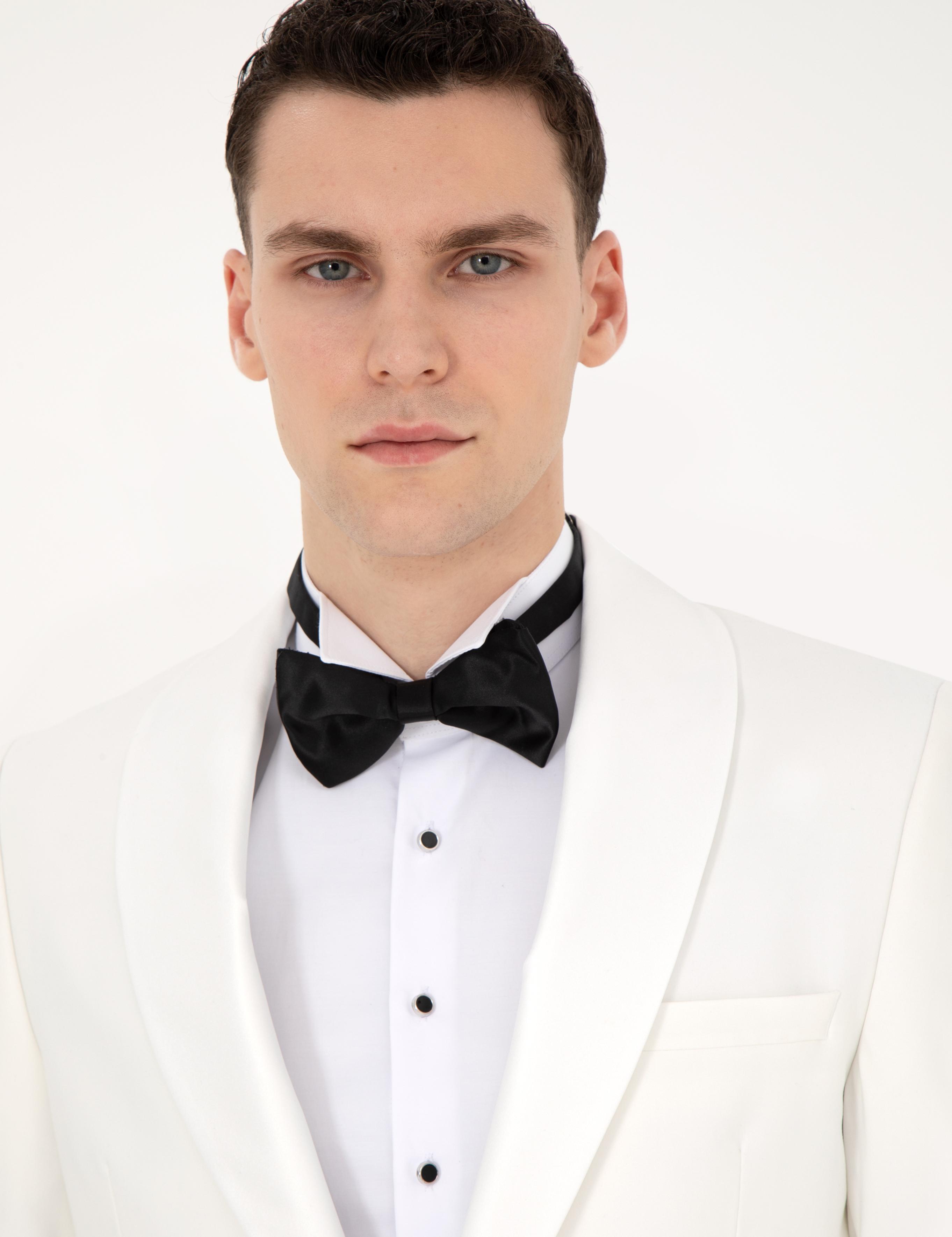 Beyaz Ex. Slim Fit Yelekli Smokin