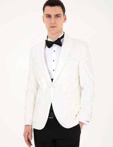 Beyaz Ex. Slim Fit Yelekli Smokin