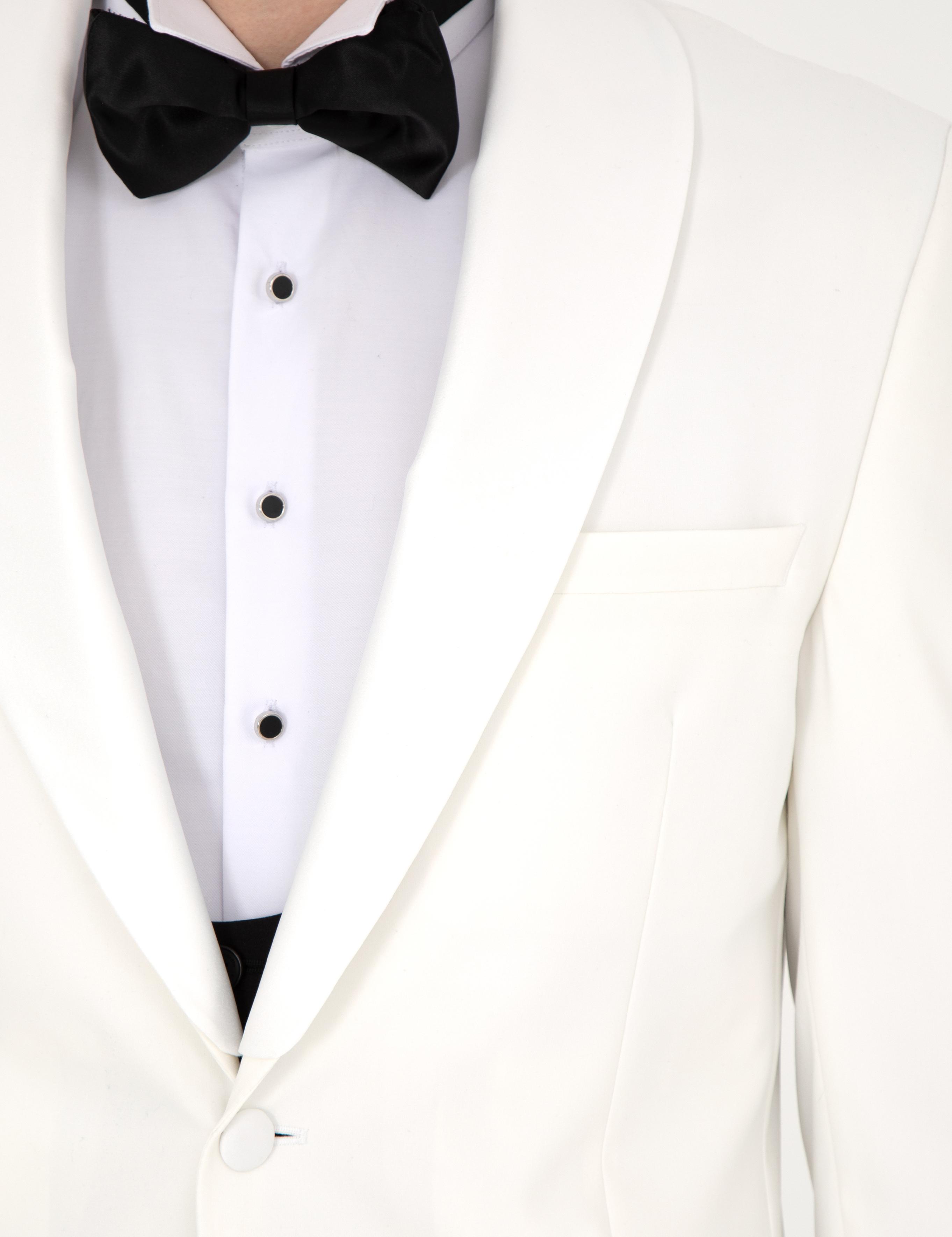 Beyaz Ex. Slim Fit Yelekli Smokin