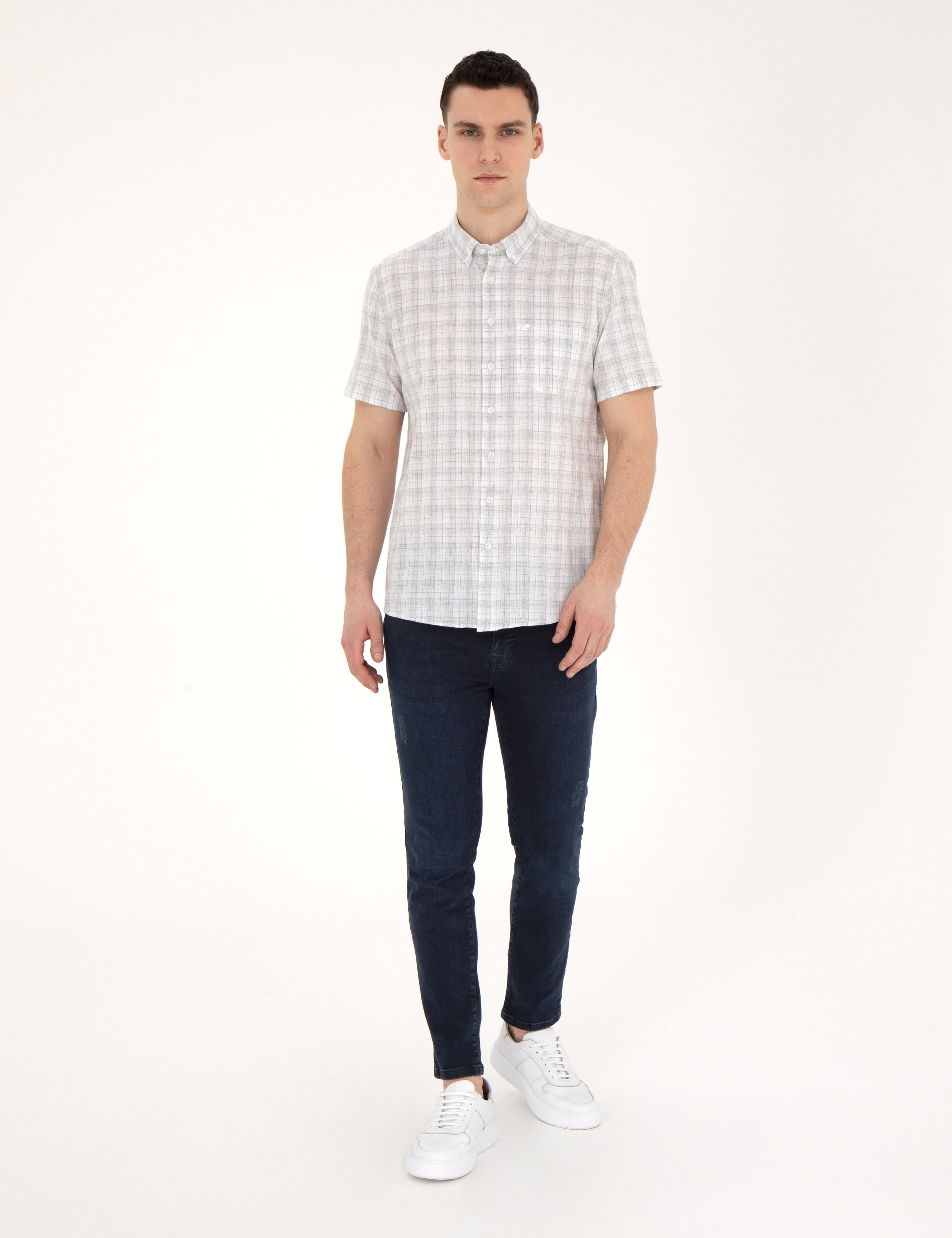 Yeşil Regular Fit Kısa Kollu Gömlek - Image 4