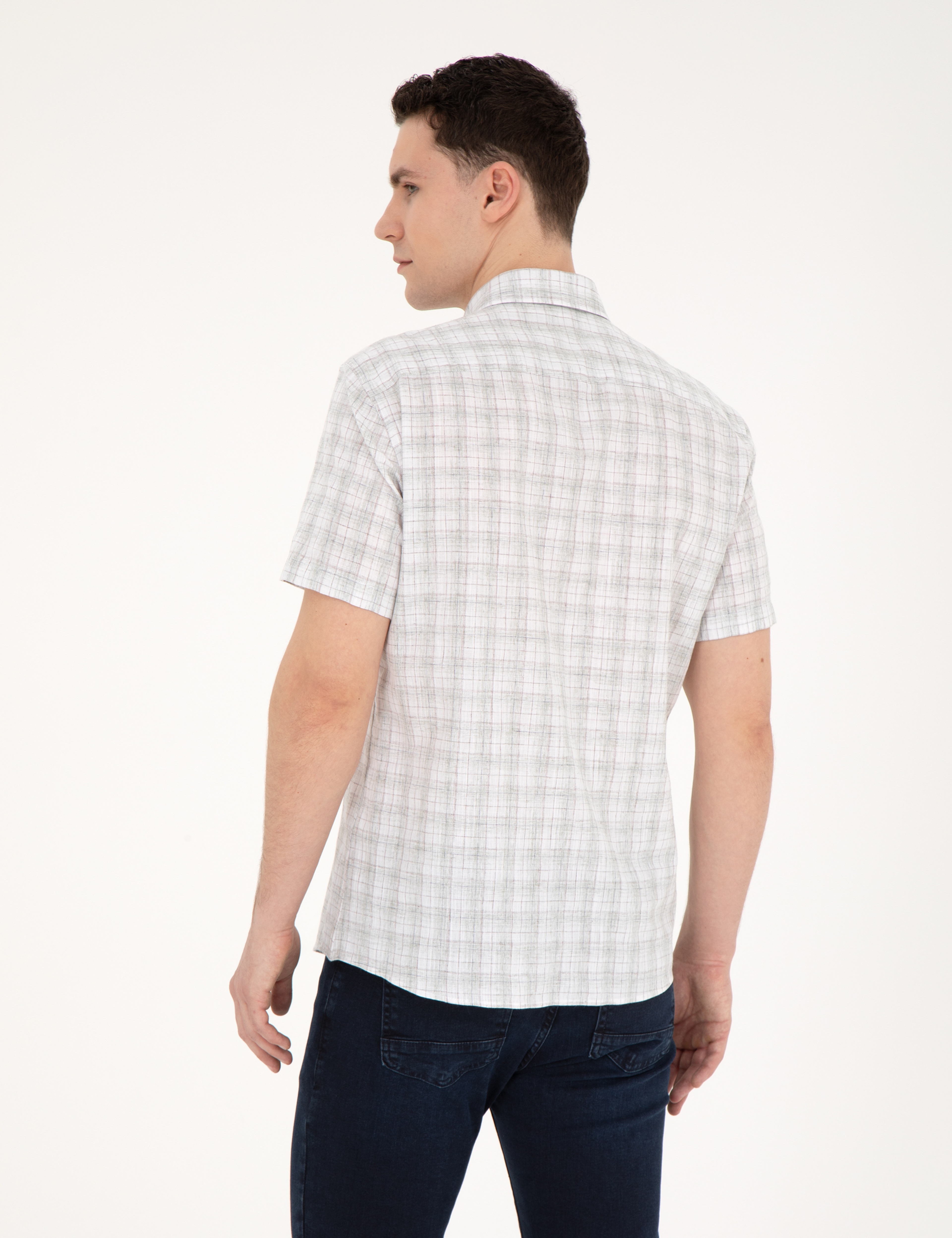 Yeşil Regular Fit Kısa Kollu Gömlek - Image 5