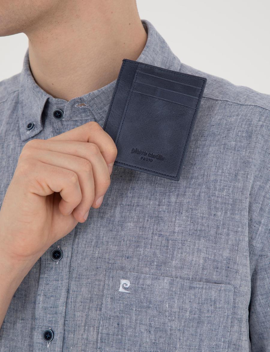 Erkek Lacivert Deri Kartlık