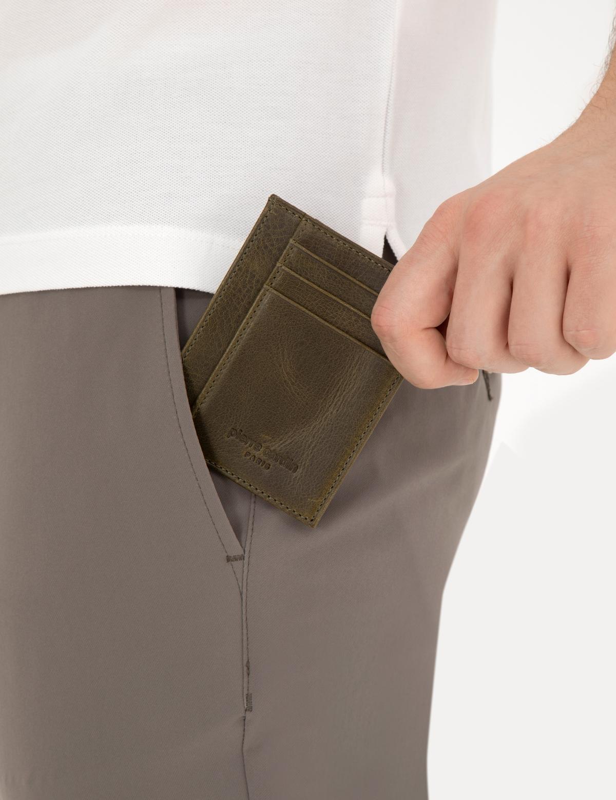 Erkek Haki Deri Kartlık - 50289269004