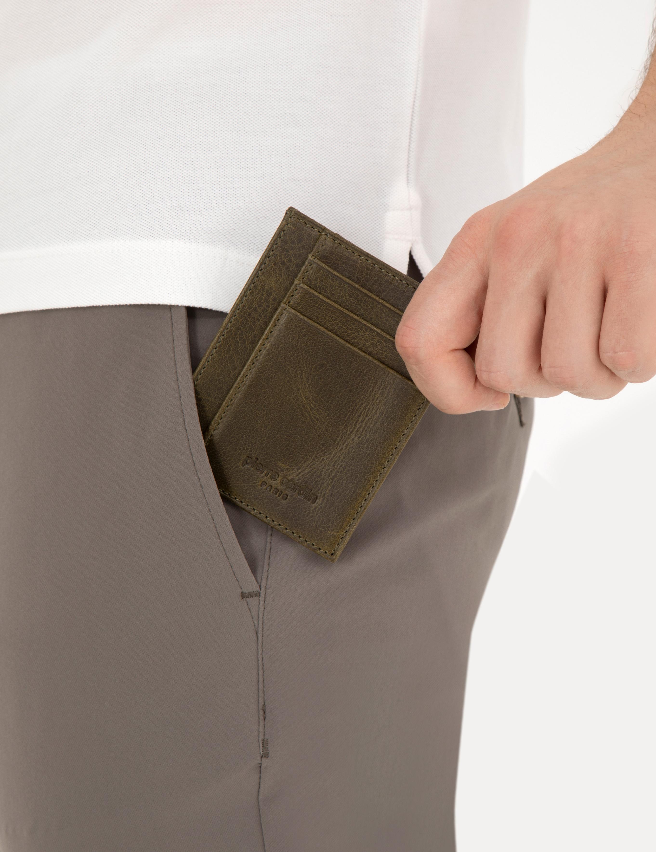 Erkek Haki Deri Kartlık