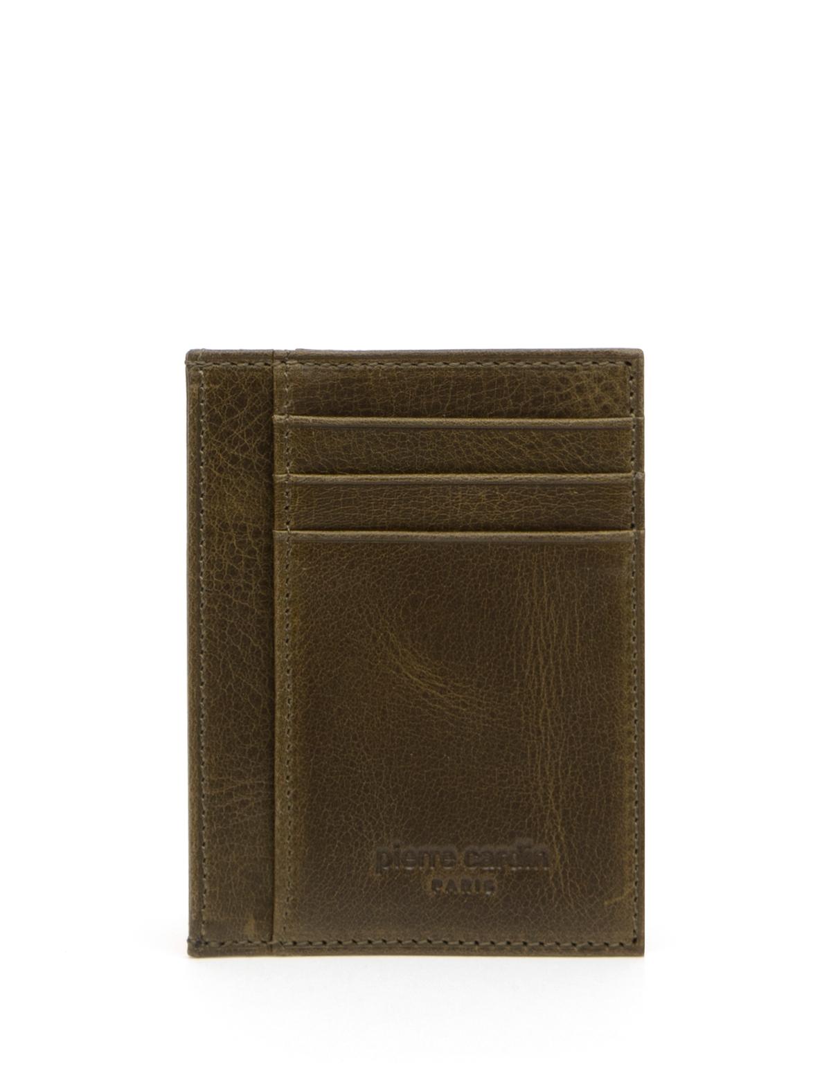 Erkek Haki Deri Kartlık
