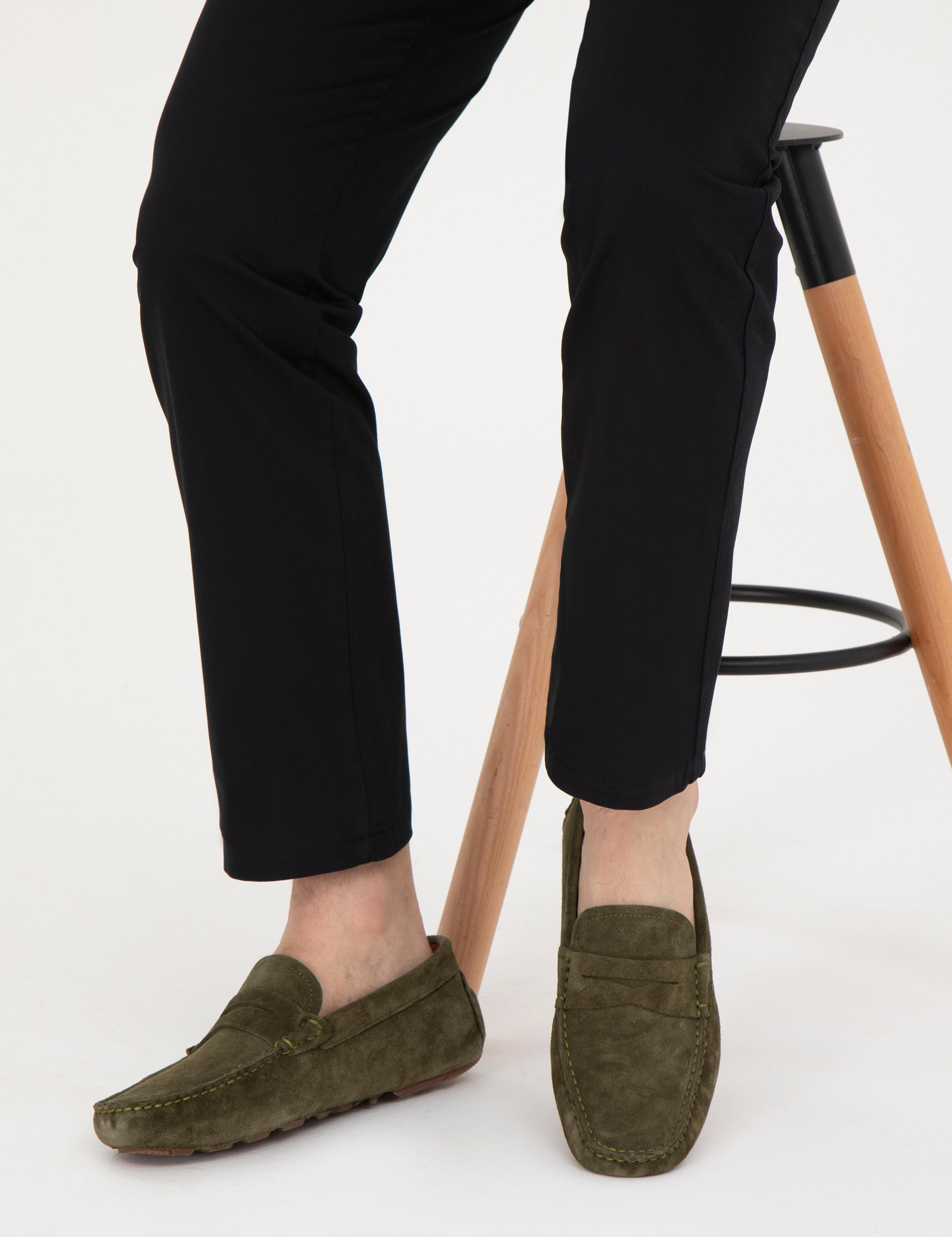 Haki %100 Deri Loafer Ayakkabı