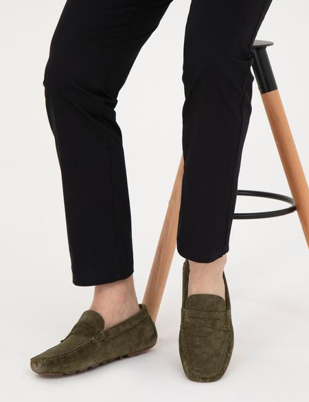 Haki %100 Deri Loafer Ayakkabı - 50288705014