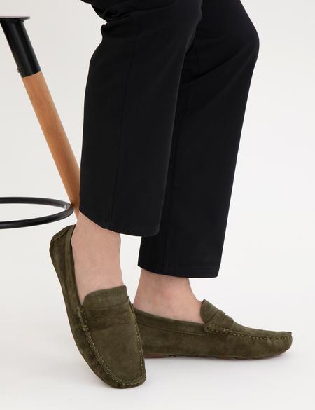 Haki %100 Deri Loafer Ayakkabı - 50288705014