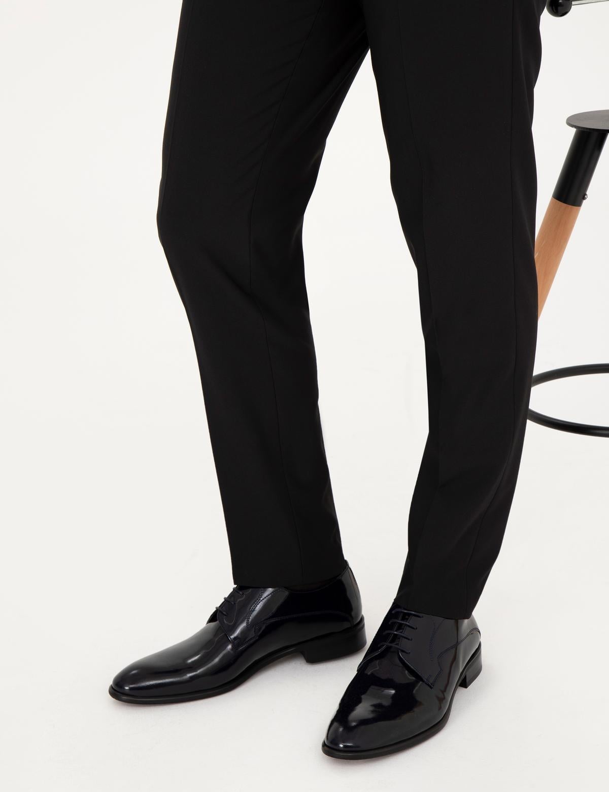 Lacivert %100 Deri Damatlık Rugan Klasik Ayakkabı - 50287744010