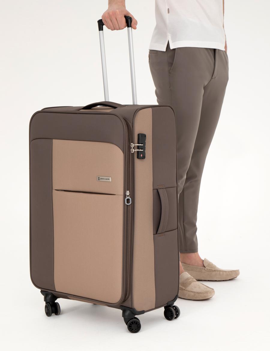 Bej Büyük Boy Kumaş Valiz