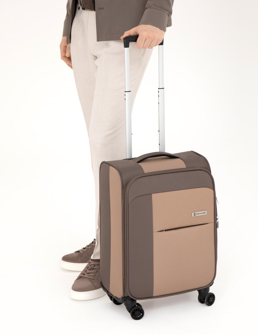 Bej Kabin Boy Kumaş Valiz