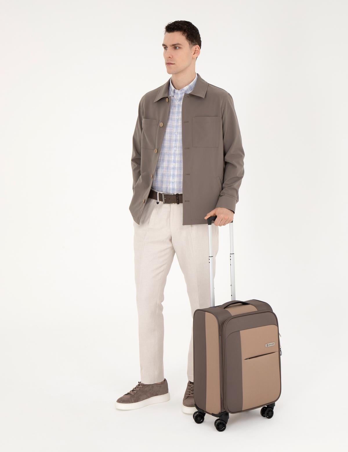 Bej Kabin Boy Kumaş Valiz