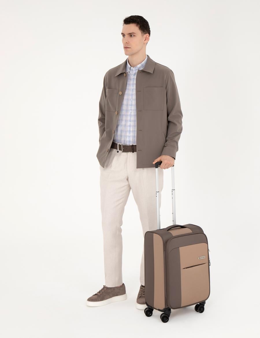 Bej Kabin Boy Kumaş Valiz