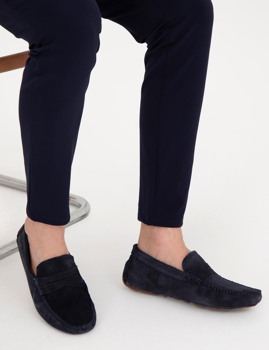 Lacivert %100 Deri Loafer Ayakkabı