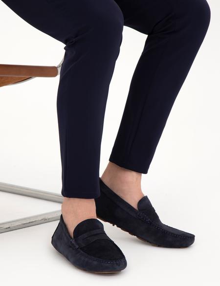 Lacivert %100 Deri Loafer Ayakkabı - 50288705007