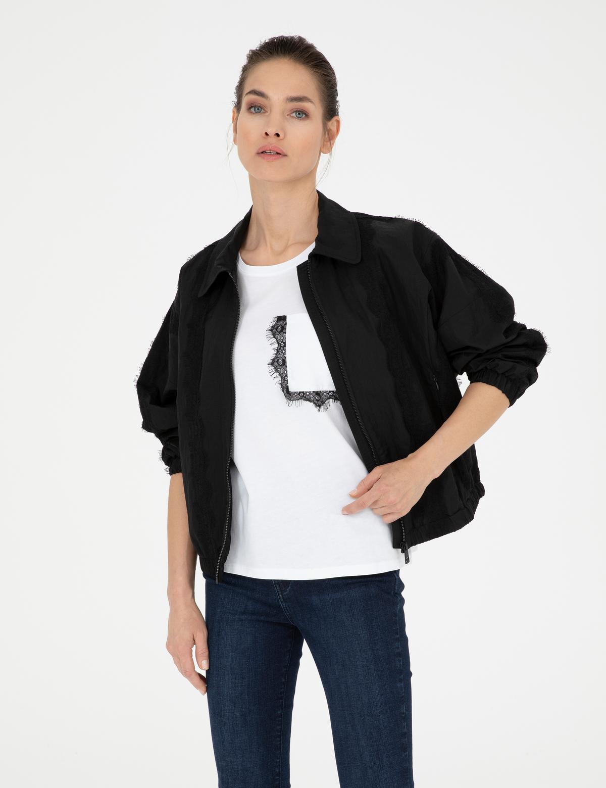 Siyah Comfort Fit Mevsimlik Mont