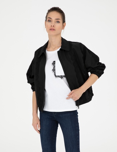 Siyah Comfort Fit Mevsimlik Mont