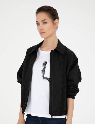 Siyah Comfort Fit Mevsimlik Mont