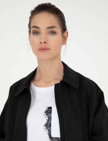 Siyah Comfort Fit Mevsimlik Mont