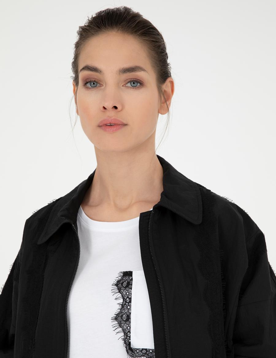 Siyah Comfort Fit Mevsimlik Mont