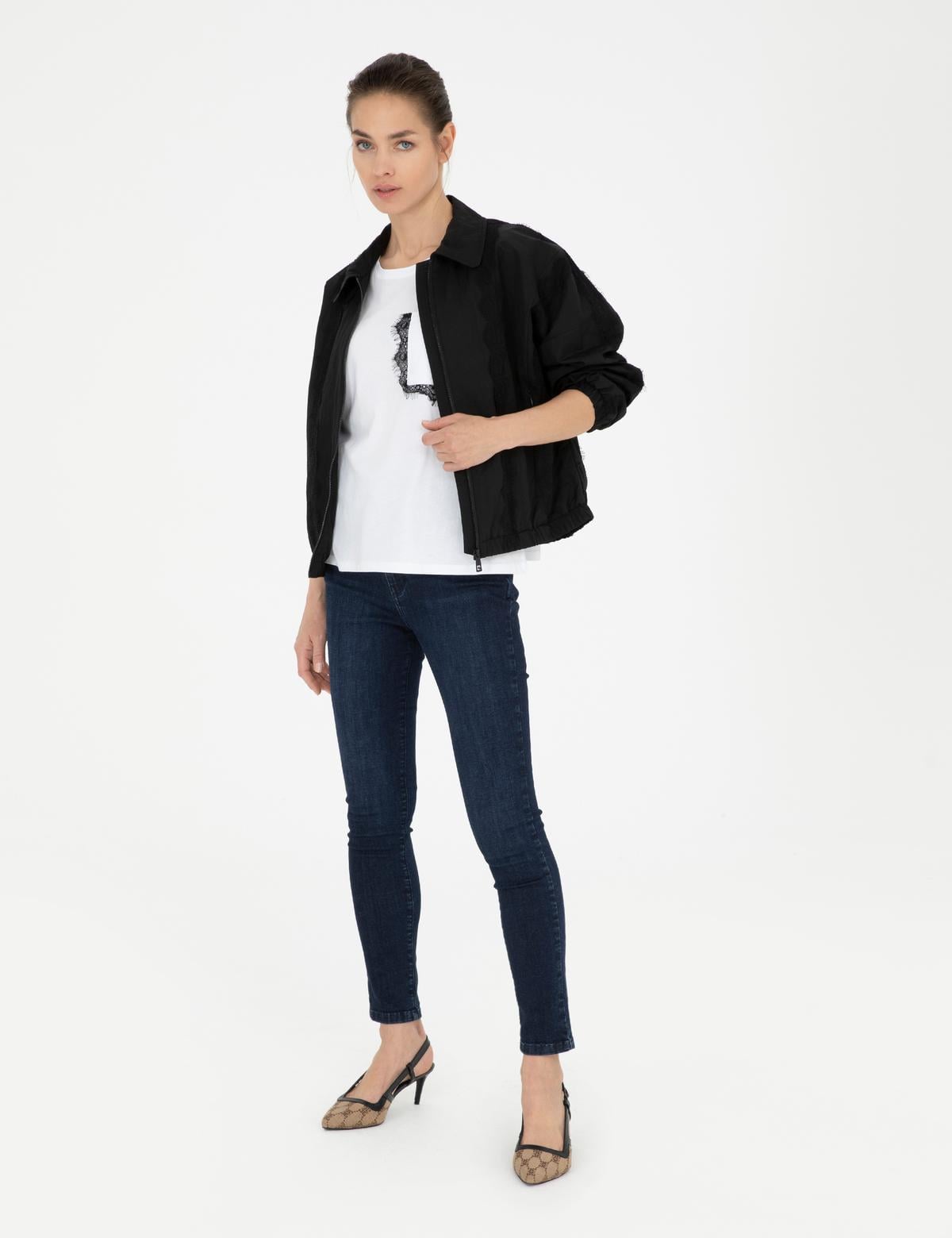 Siyah Comfort Fit Mevsimlik Mont - 50282394021