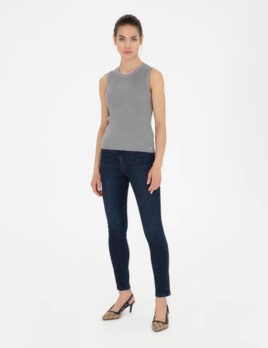 Gri Melanj Extra Slim Fit Triko Bluz