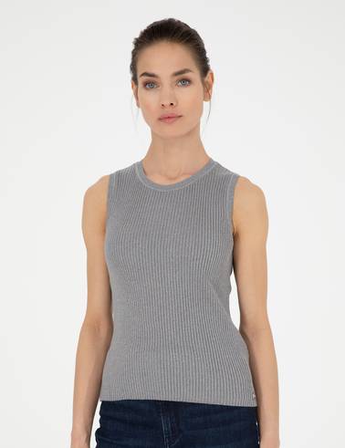 Gri Melanj Extra Slim Fit Triko Bluz