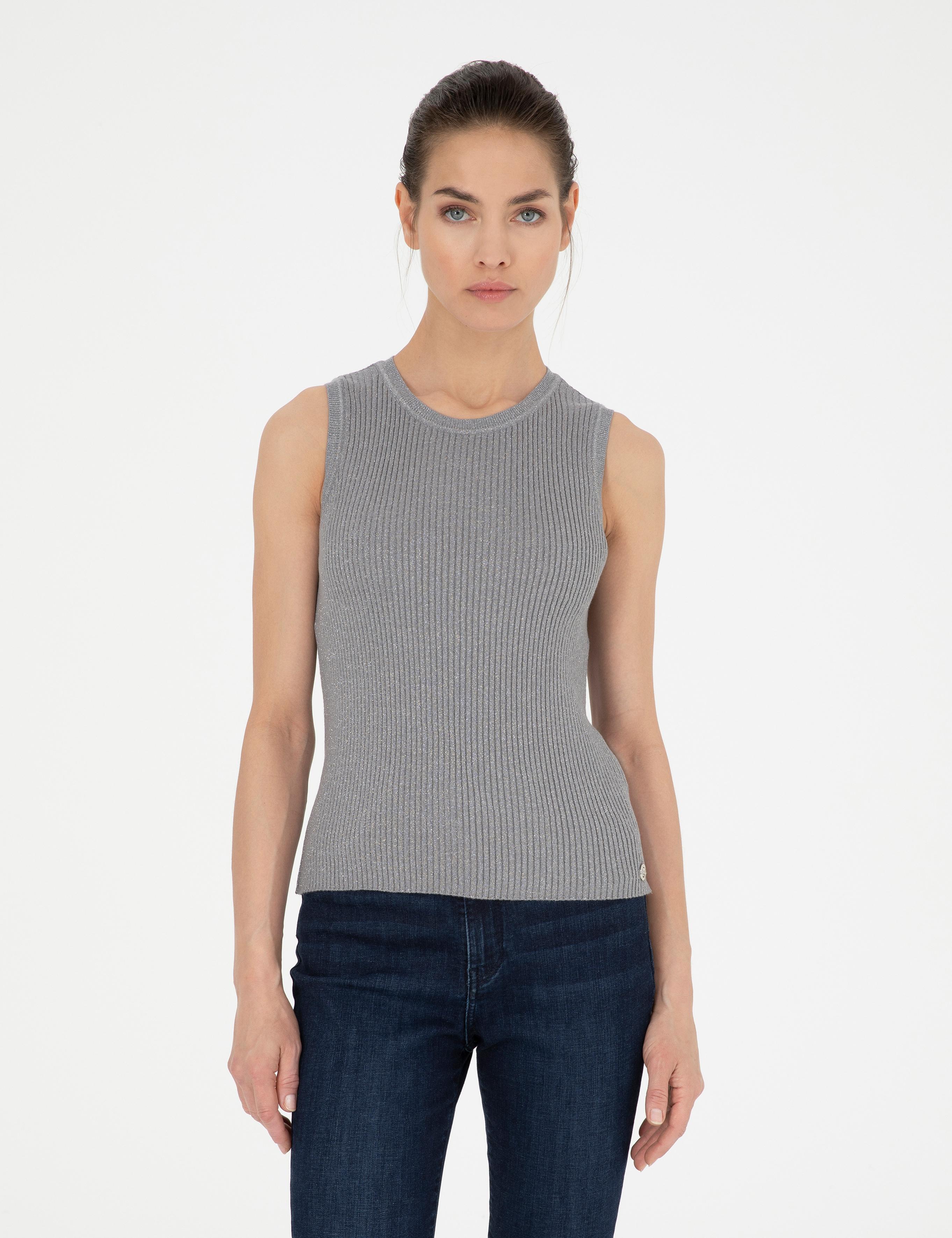 Gri Melanj Ex. Slim Fit Triko Bluz