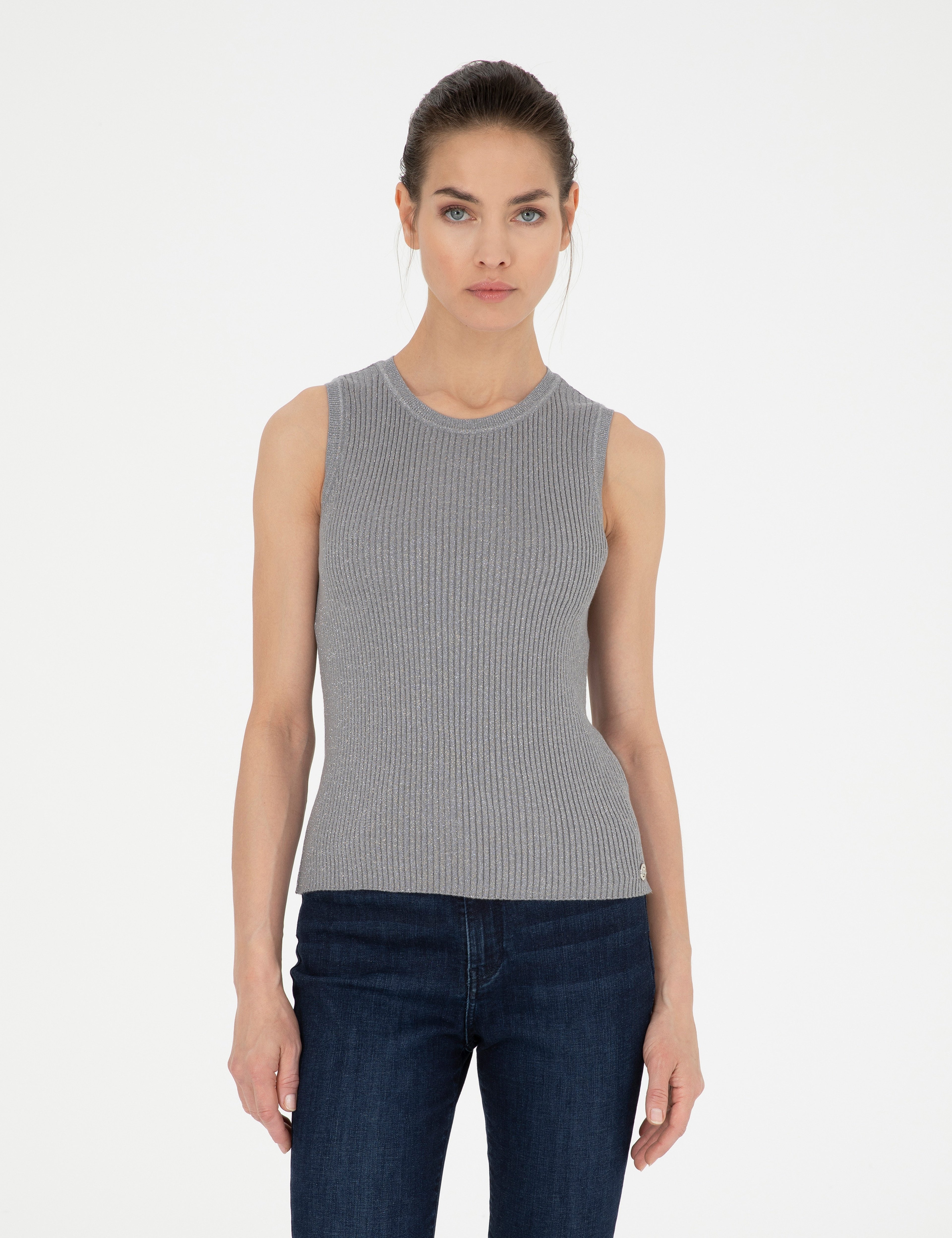 Gri Melanj Extra Slim Fit Triko Bluz