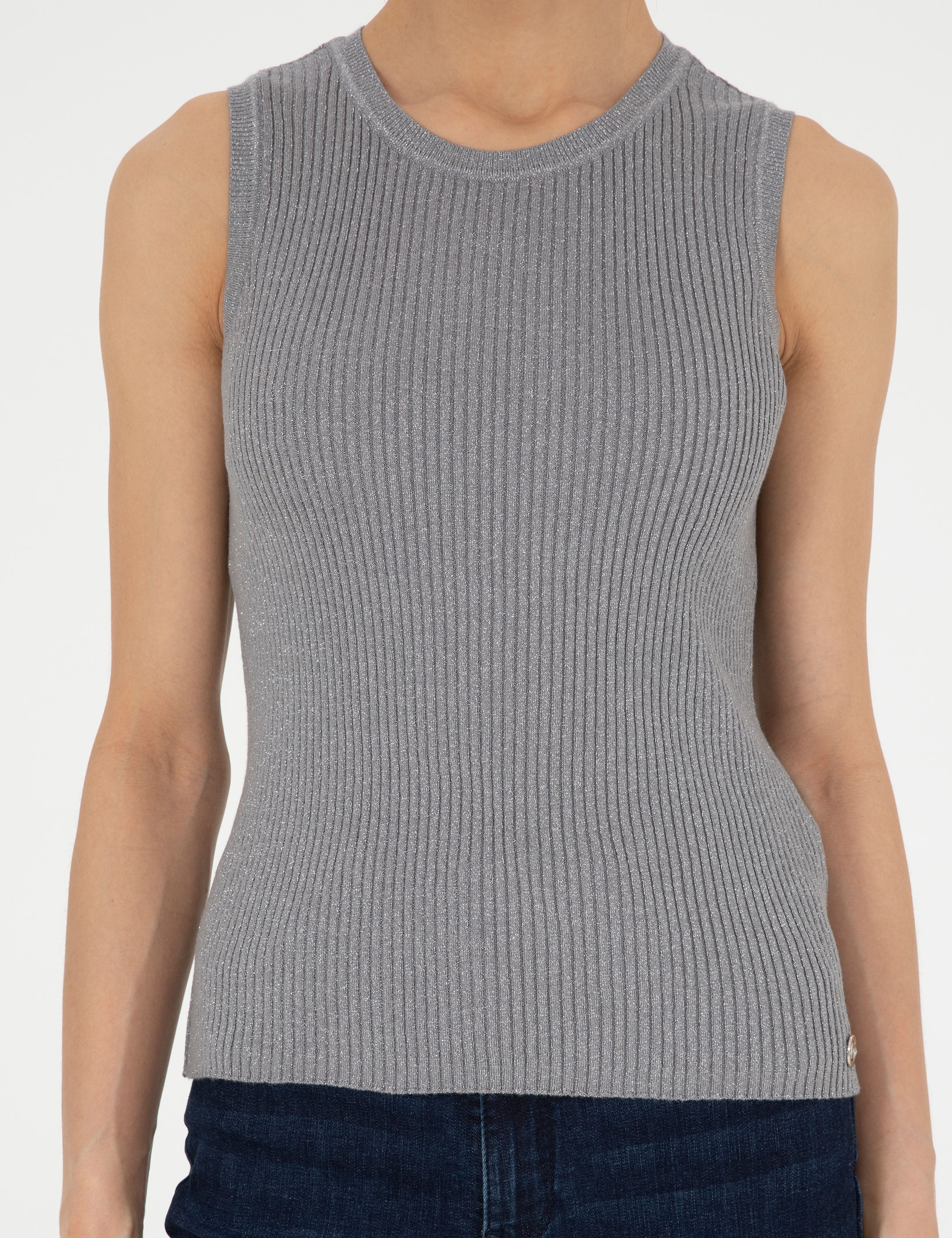 Gri Melanj Extra Slim Fit Triko Bluz