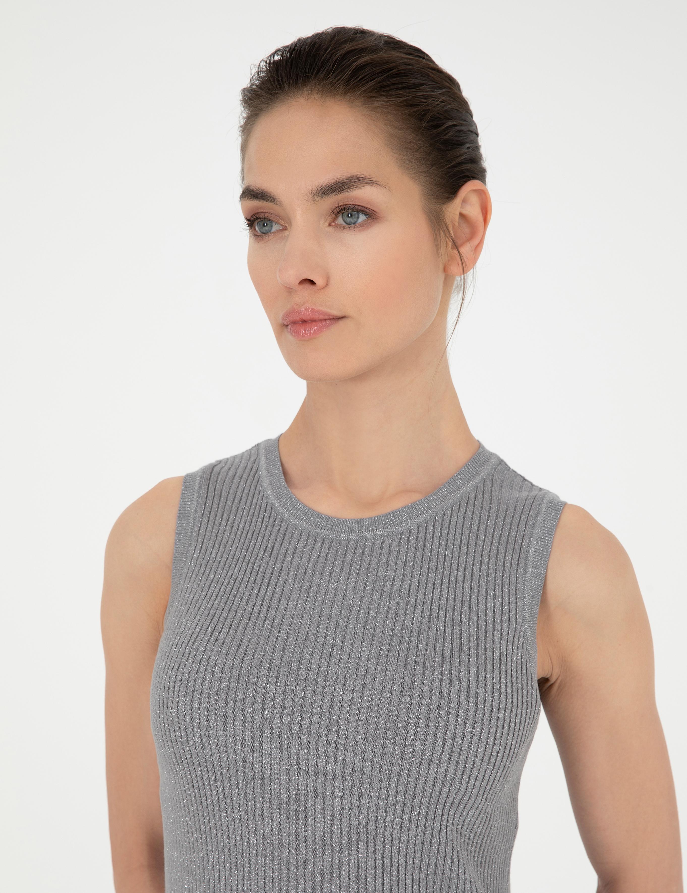 Gri Melanj Ex. Slim Fit Triko Bluz