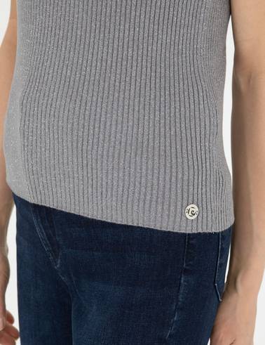 Gri Melanj Extra Slim Fit Triko Bluz